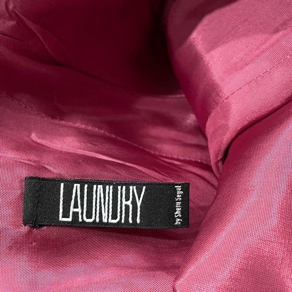 silk lace dress with bow pink and black -laundry - Picture 6 of 8